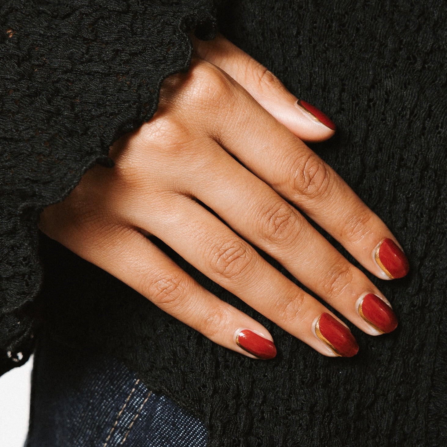 Bordeaux Blink Maniac Nails gellak stickers Manicure Nail Art Red Gold hand