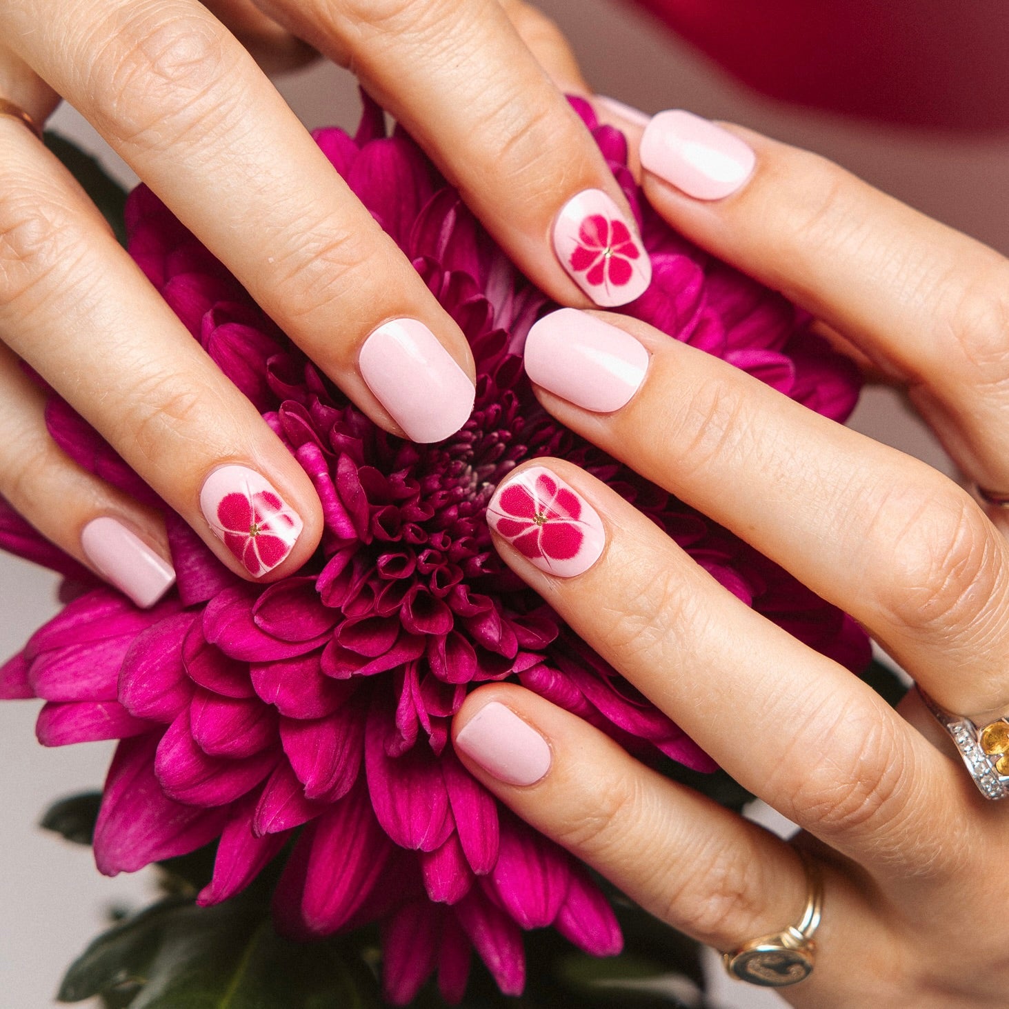 Dahlia by Carolien Spoor Maniac gellak stickers manicure nail art pink flower