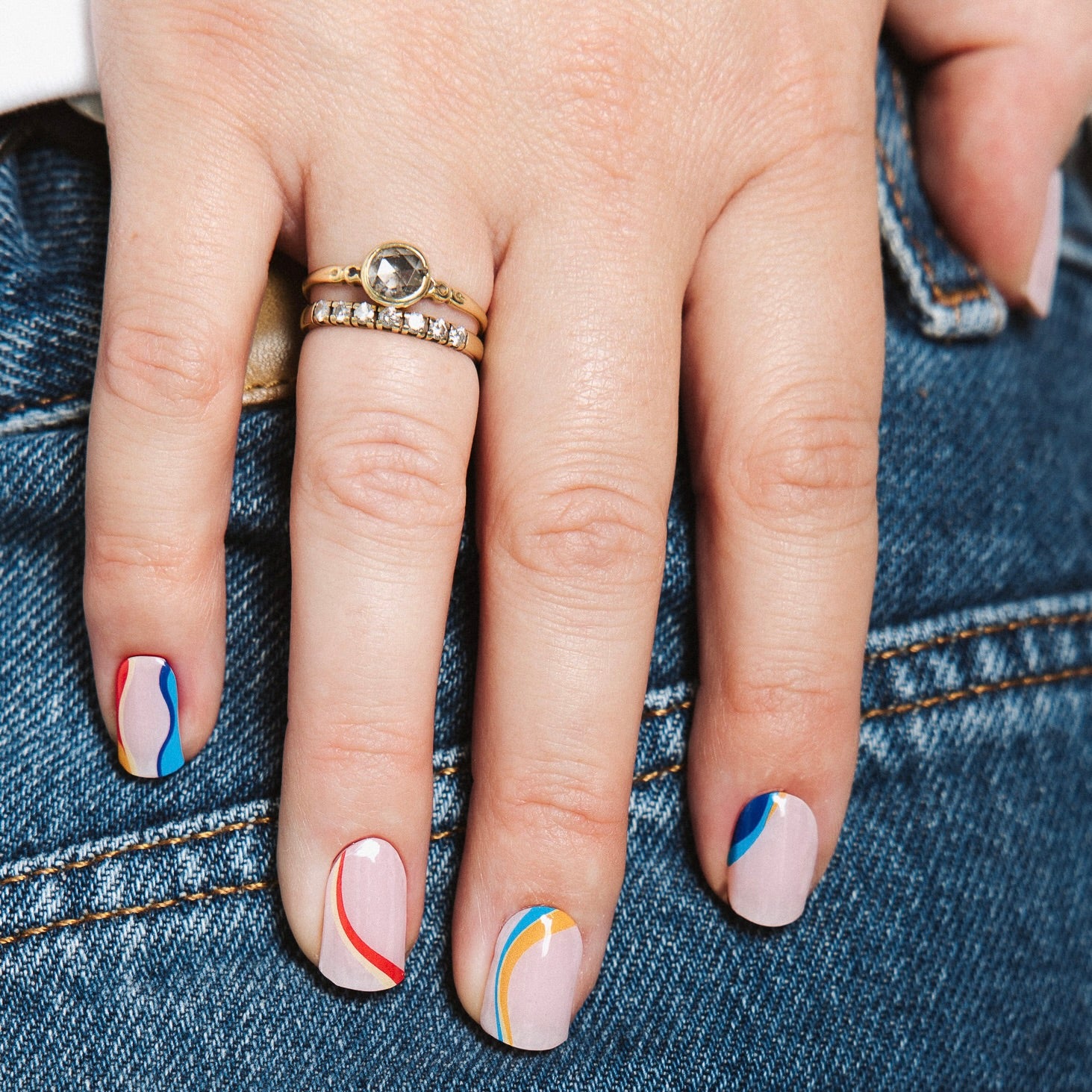 Fine Lines Maniac gellak stickers Manicure Multi Colours jeans