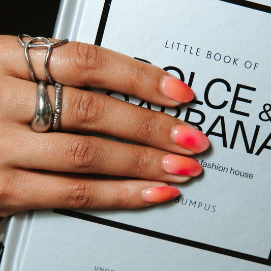 Spot On Maniac Nails Pink orange colorfull nail art design stickers on hand on Dolce & Gabbana book