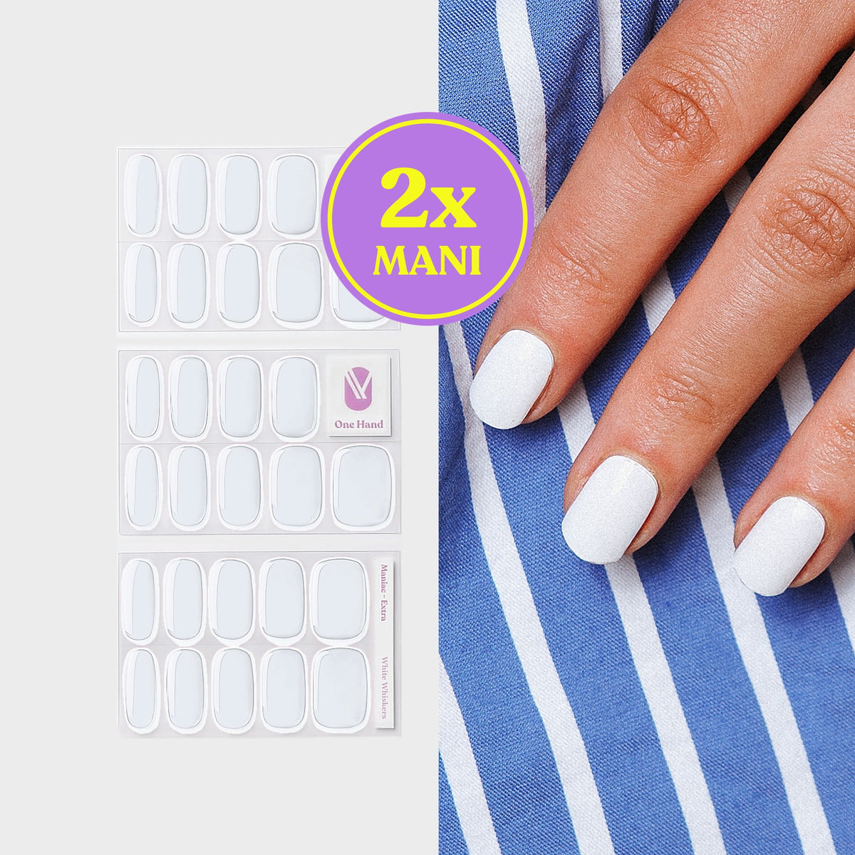 White Whiskers by Emma Keuven gellak stickers voor 2 manicures, stickervellen en resultaat op de nagels | Maniac Nails