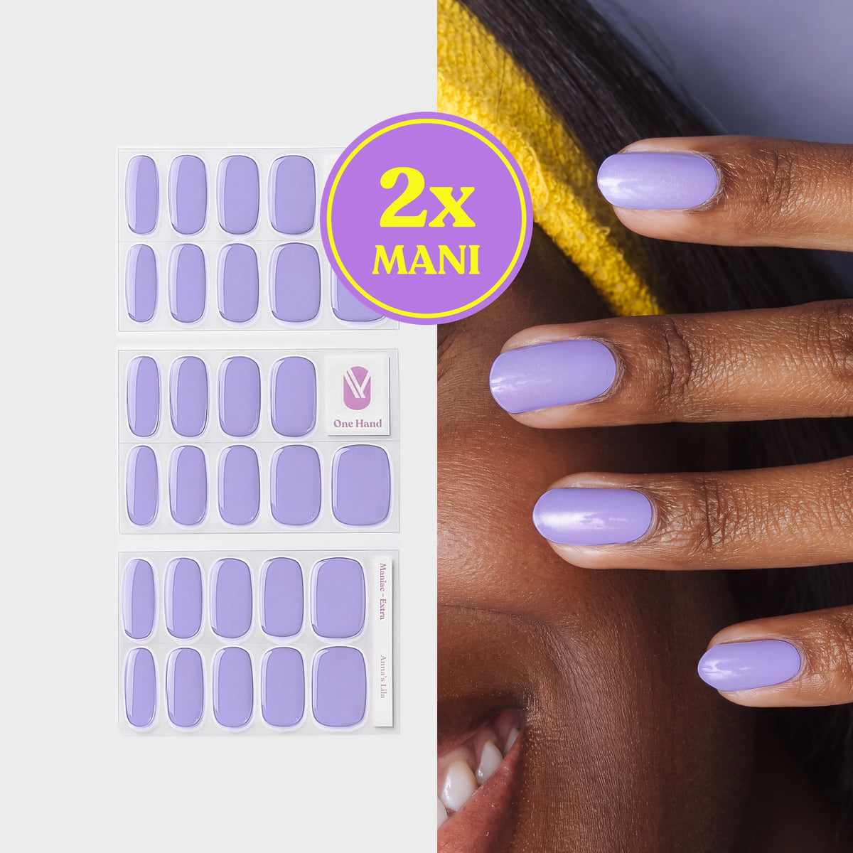 Anna’s Lila gellak stickers voor 2 manicures, stickervellen en resultaat op de nagels | Maniac Nails
