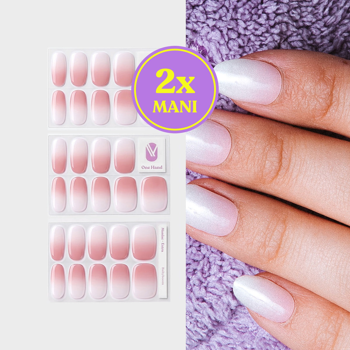 Babyboom gellak stickers voor 2 manicures, stickervellen en resultaat op de nagels | Maniac Nails