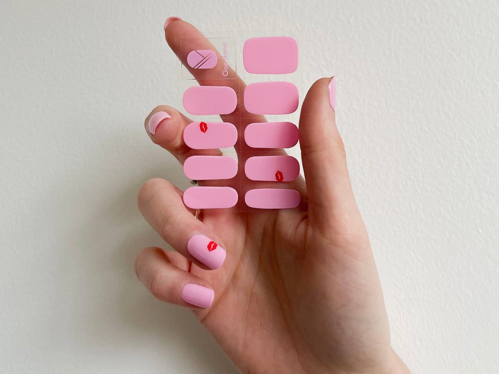 Bisous Maniac Nails gellak stickers Manicure Nail Art Lipstick pink sheet