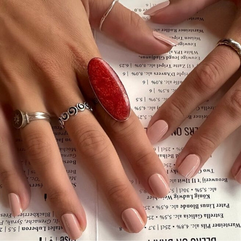 Blushy Neutral Pink Nails Rings