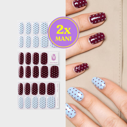 Coffee Confetti gel nail strips for 2 manicures, sticker sheets and result on nails | Maniac Nails