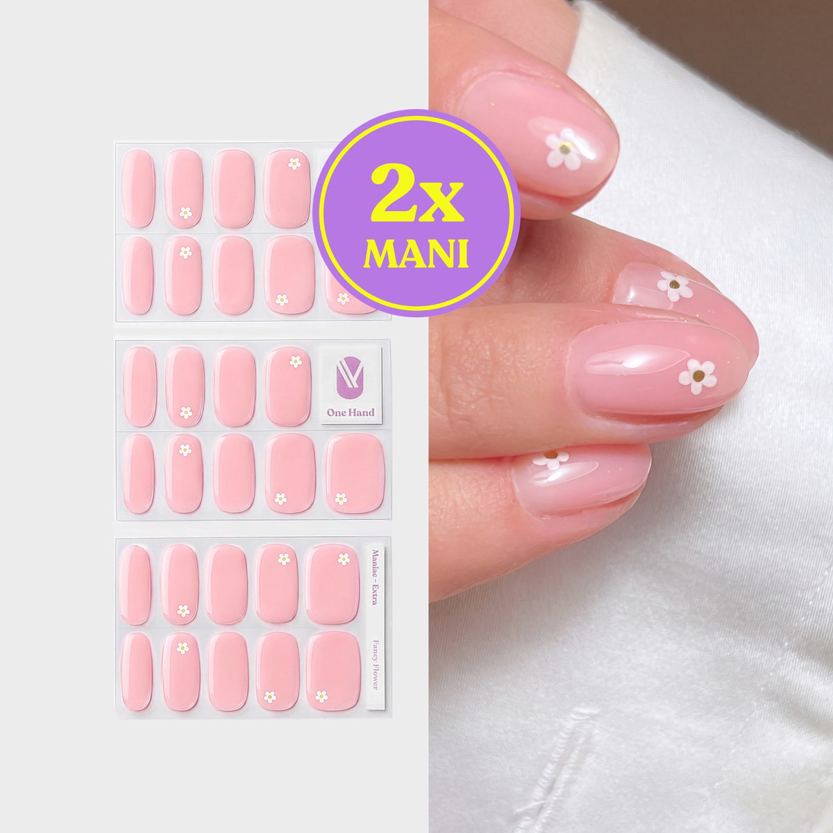 Fancy Flower by Anouk Nijs gellak stickers voor 2 manicures, stickervellen en resultaat op de nagels | Maniac Nails