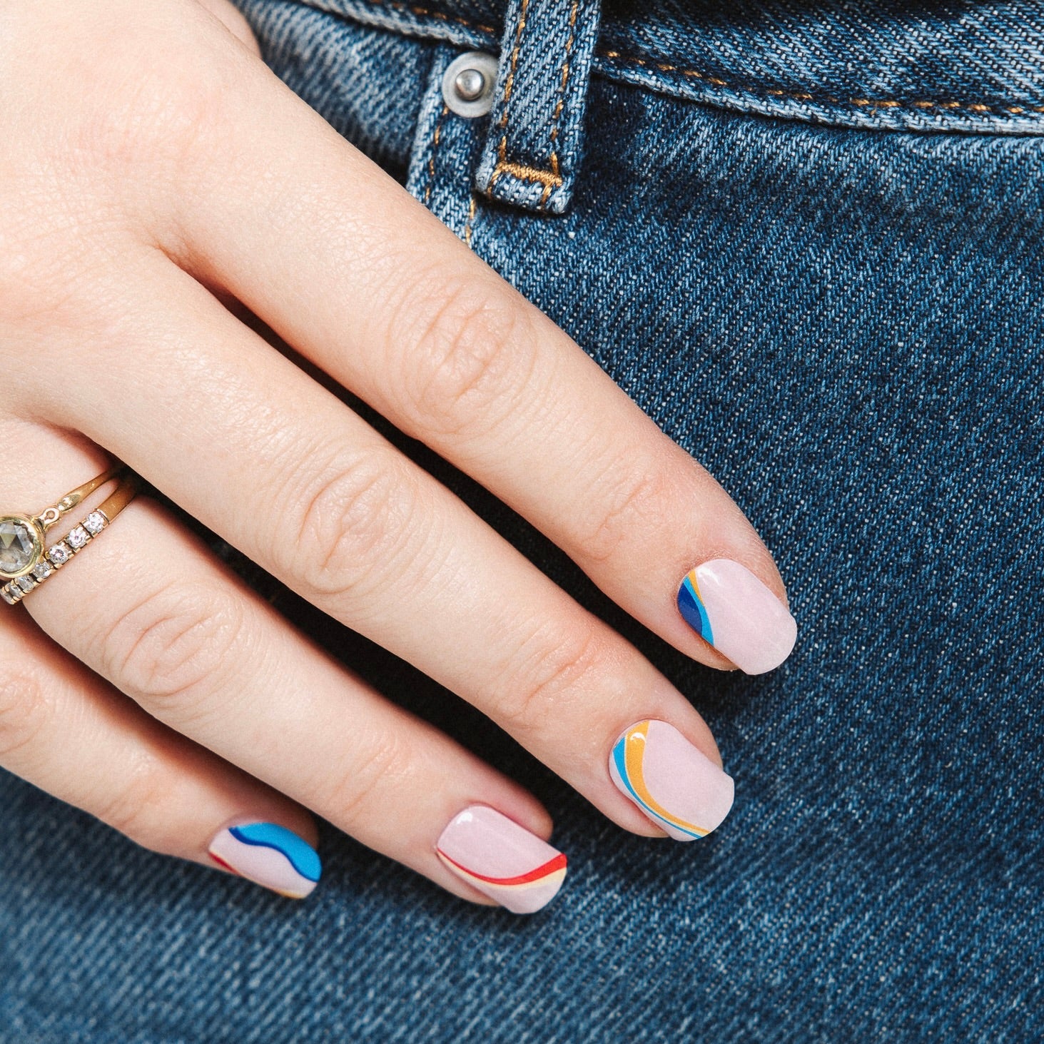 Fine Lines Maniac gellak stickers Manicure Multi Colours jeans