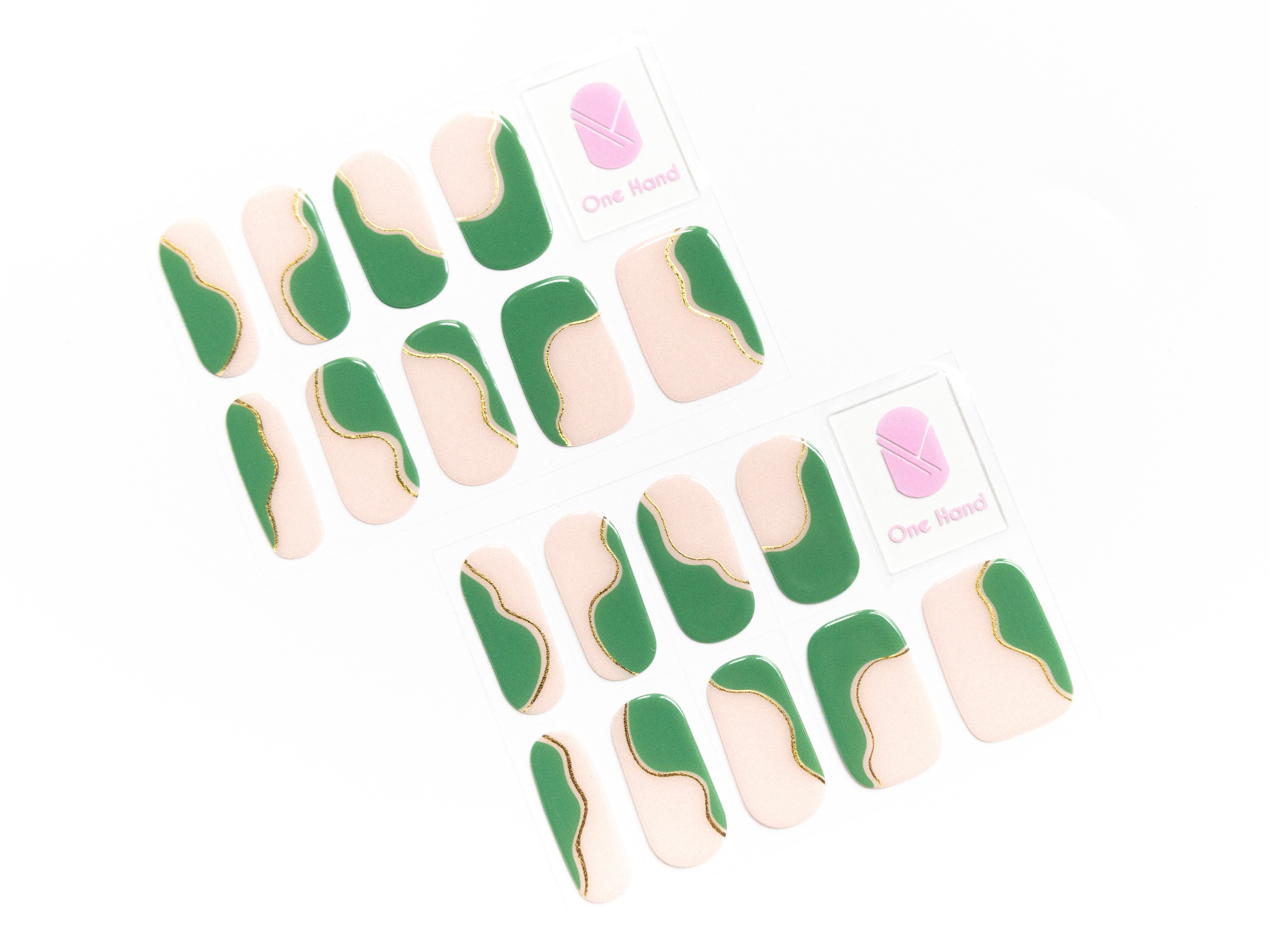 Forest Gleam Maniac gellak stickers Manicure green gold neutral sheet