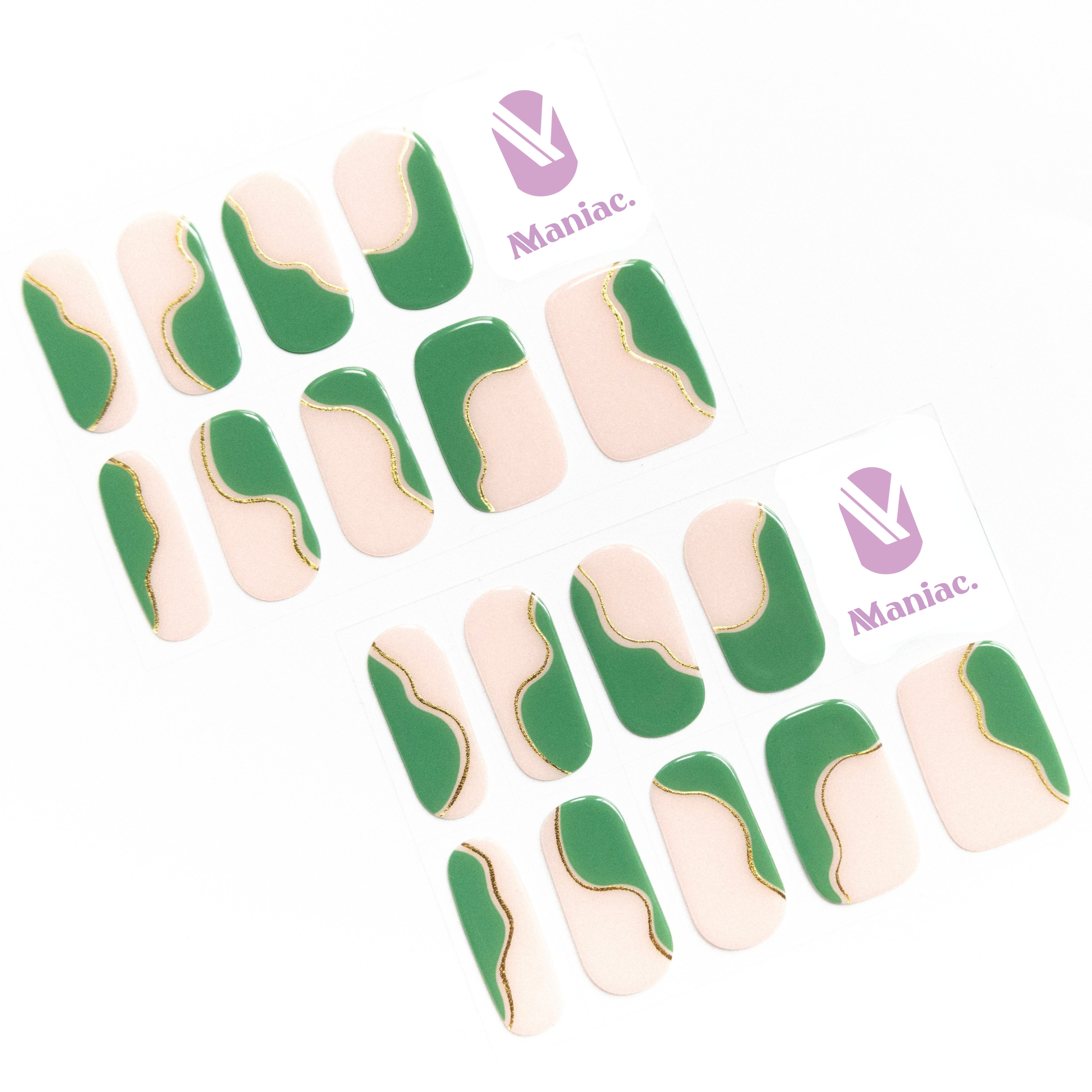 Forest Gleam Maniac sticker manicure licht roze met groen