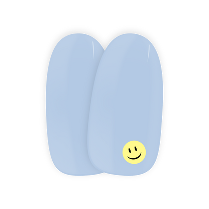 Good Vibes Only nail art stickers by Maniac Nails, soft sky blue gel nail stickers with smiley face