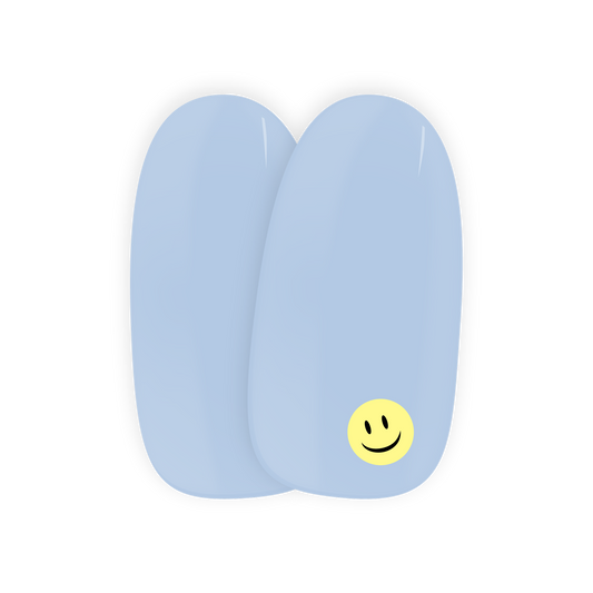 Good Vibes Only nail art stickers by Maniac Nails, soft sky blue gel nail stickers with smiley face
