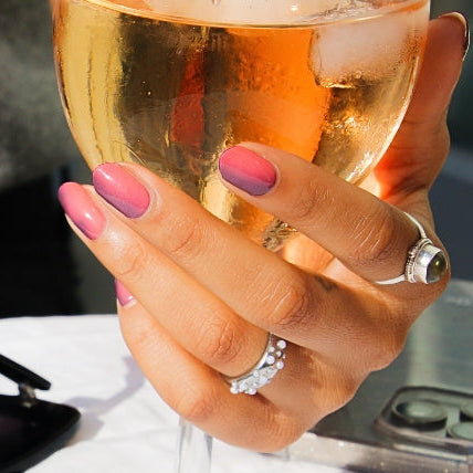 Maniac nails pink purple hands gelstickers wine