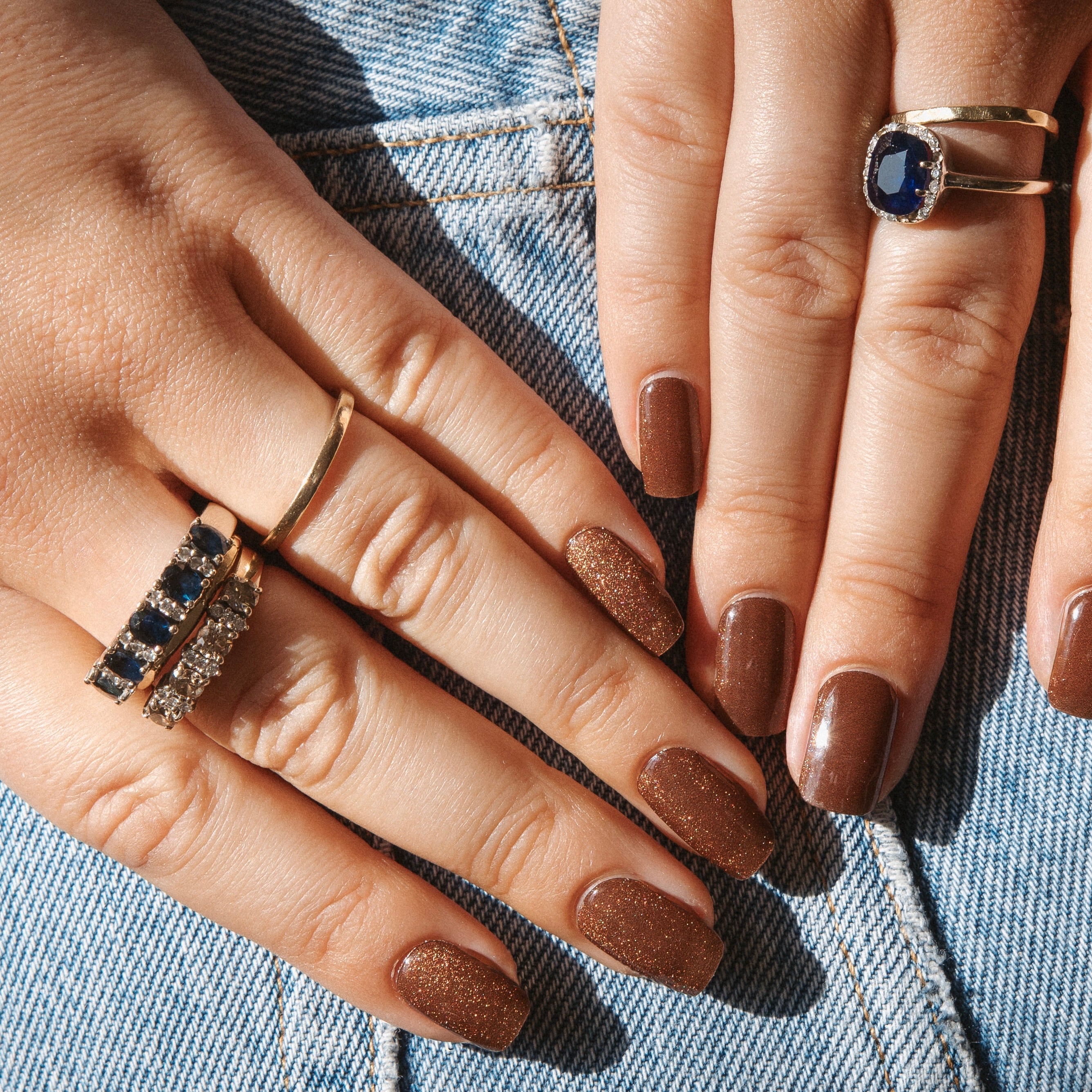 Golden Espresso maniac gellak stickers Manicure brown jeans