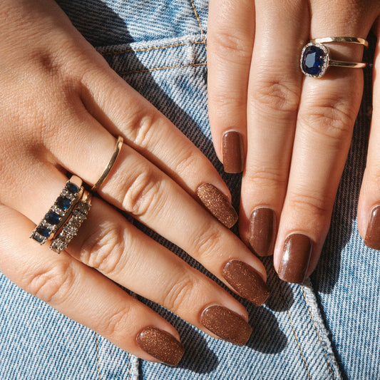 Golden Espresso maniac gellak stickers Manicure brown jeans