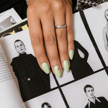 Hot & Spicy pastel green gel nail stickers by Maniac Nails, 