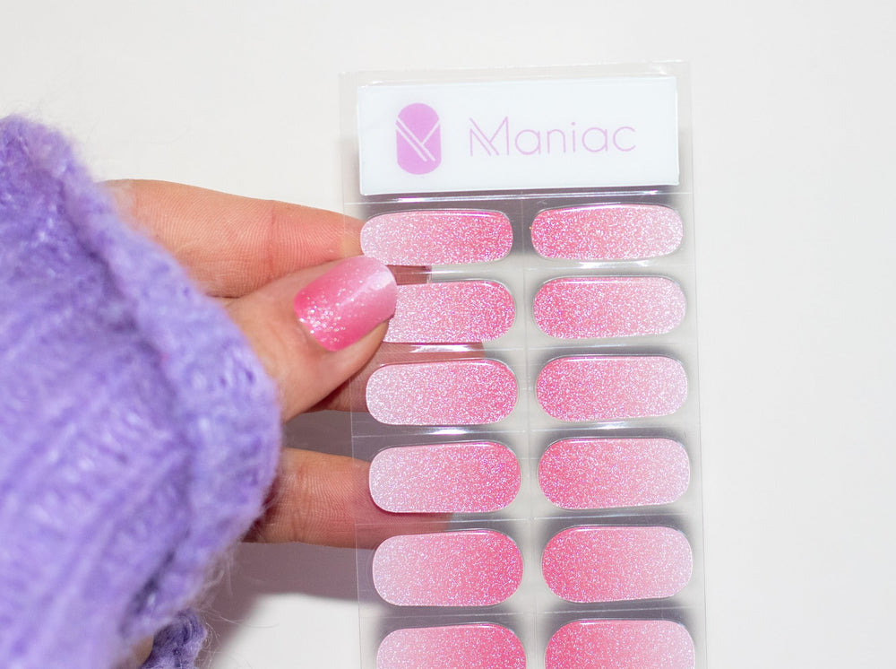 Cotton Candy Maniac Nails Gellak Stickers Ombre Pink and white Manicure Glitters Nail Sheet