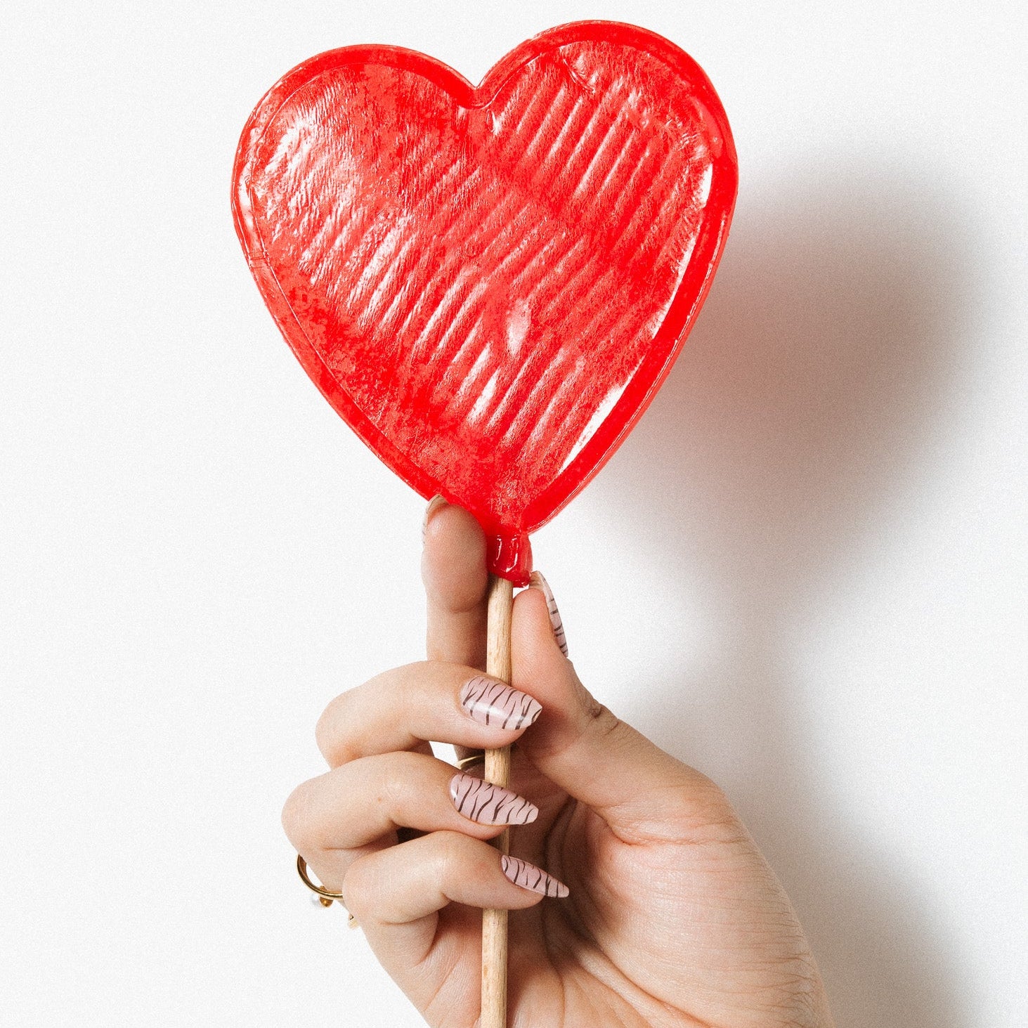 Jungle Vogue Red Heart Lollypop Gold Ring