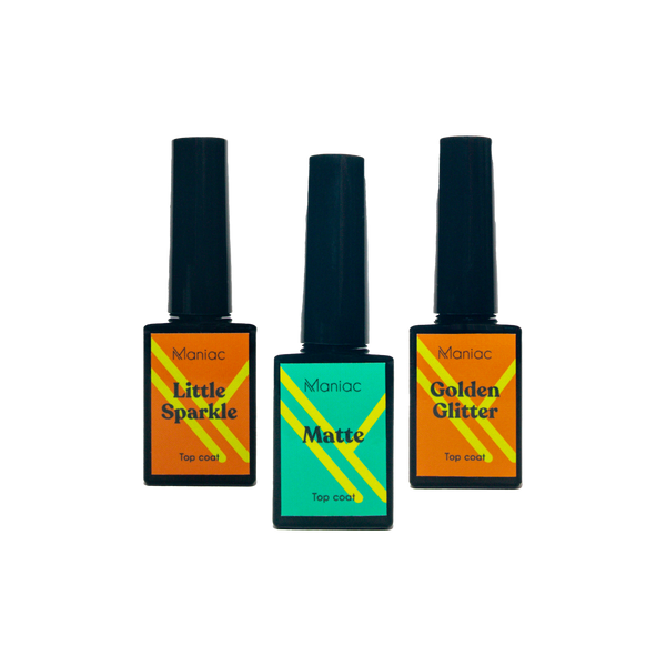 Special top coat bundel Maniac gellak stickers drie potjes 