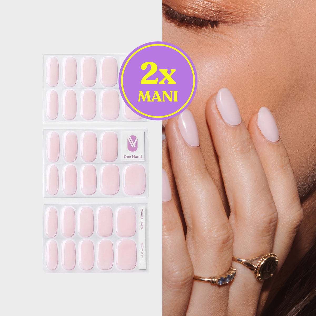 Milky Way gellak stickers voor 2 manicures, stickervellen en resultaat op de nagels | Maniac Nails