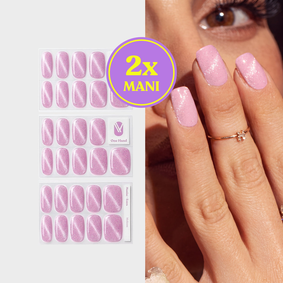 Mokum by Anna Nooshin gel nail strips for 2 manicures, sticker sheets and result on nails | Maniac Nails