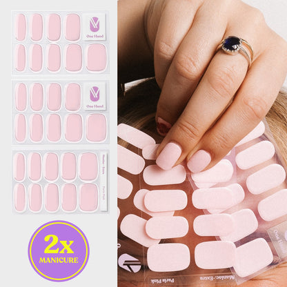 Paris Pink gellak stickers voor 2 manicures, stickervellen en resultaat op de nagels | Maniac Nails