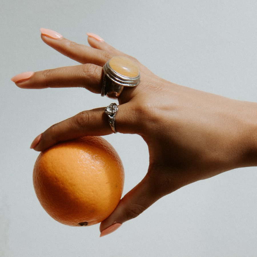Peach Nails Orange Hand Yellow Ring