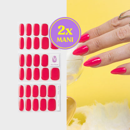 Poppy Pink gellak stickers voor 2 manicures, stickervellen en resultaat op de nagels | Maniac Nails