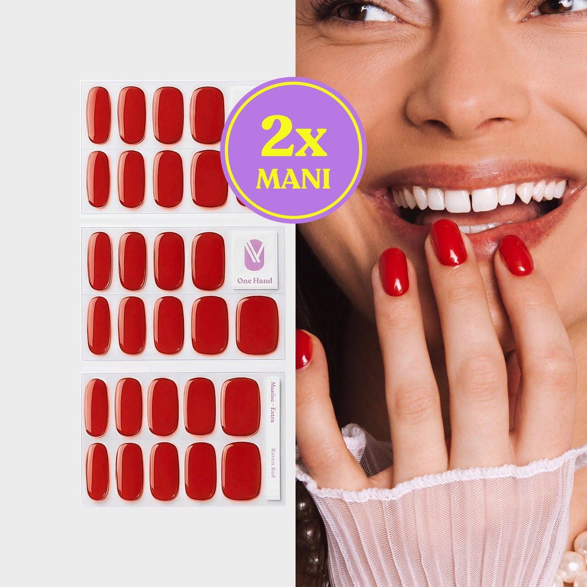 Raven Red gellak stickers voor 2 manicures, stickervellen en resultaat op de nagels | Maniac Nails