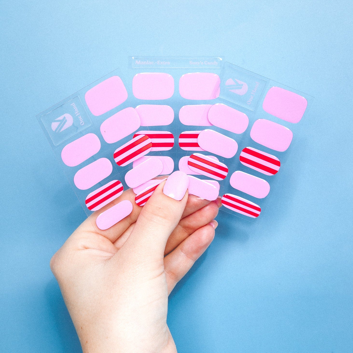 Suzy's Candy Maniac Nails Gellak Stickers Nail Art Pink Stripes Manicure 3 Sheets Hand