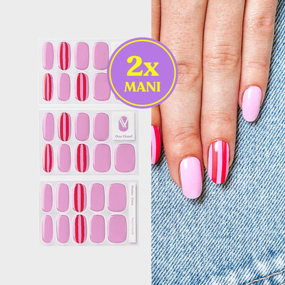 Suzy's Candy gellak stickers voor 2 manicures, stickervellen en resultaat op de nagels | Maniac Nails