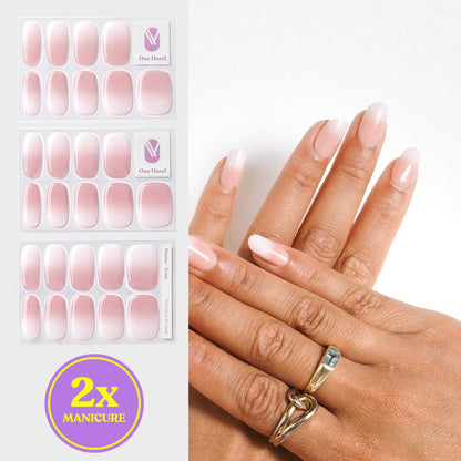 Timeless French gel nail strips for 2 manicures, sticker sheets and result on nails | Maniac Nails