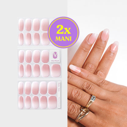 Timeless French gel nail strips for 2 manicures, sticker sheets and result on nails | Maniac Nails