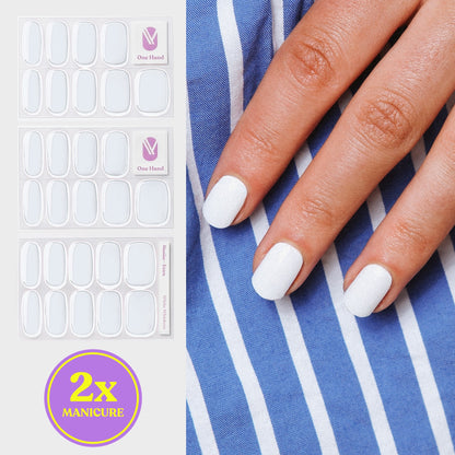White Whiskers by Emma Keuven gel nail strips for 2 manicures, sticker sheets and result on nails | Maniac Nails