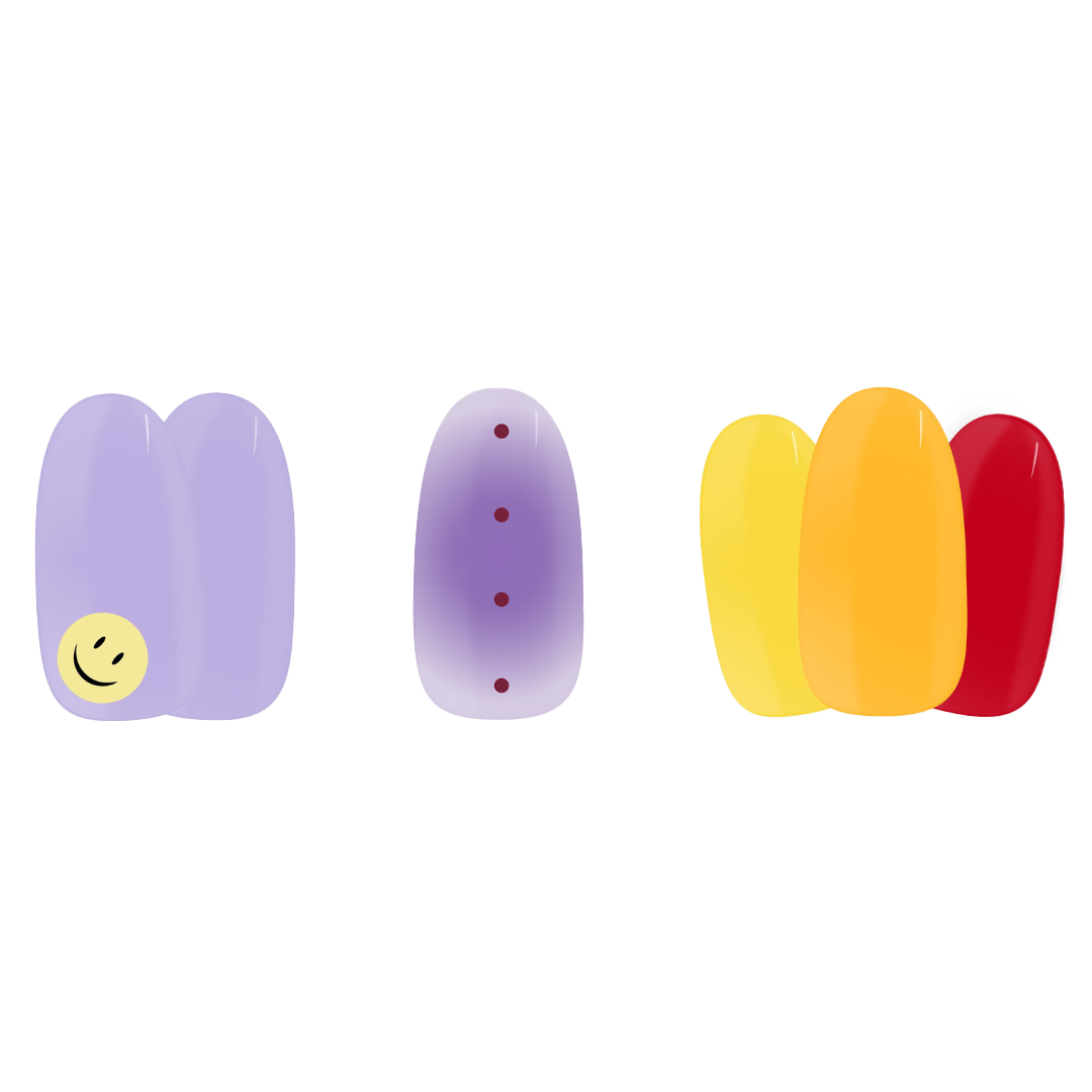 geraldine kemper bundle maniac nails purple yellow smiley orange red