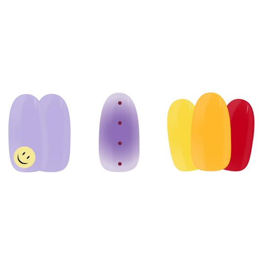 geraldine kemper bundle maniac nails purple yellow smiley orange red